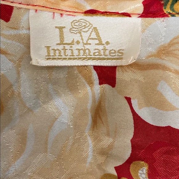 Red & White Roses Silky Robe Blouse VINTAGE - Picture 7 of 9